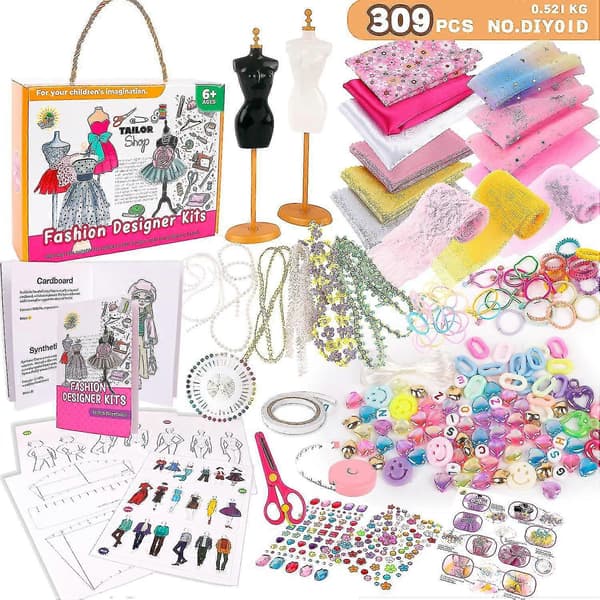 Motedesignsett for jenter - Kreativt DIY kunst- og håndverkssett sysett for barn læringsleker style2