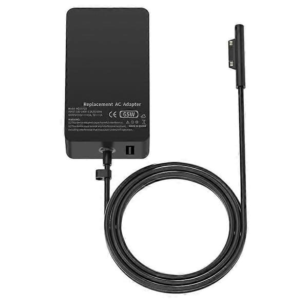 65W 15V/4a strømadapter magnetisk 2. bærbar oplader til Surface BOOK 2/3, Surface Laptop 3, Surface P Black
