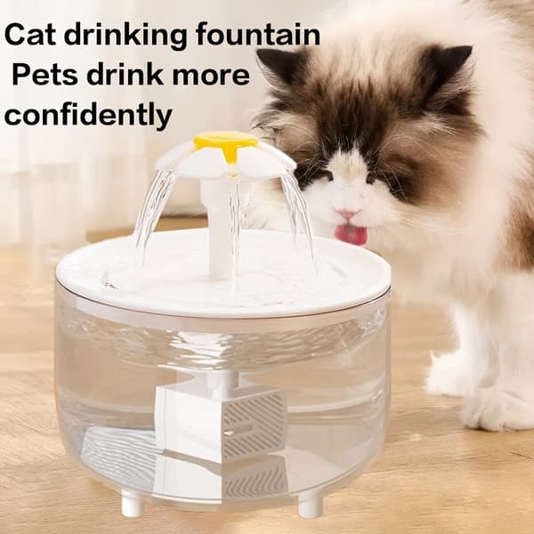 Automatisk fontänblomma kattdricksmaskin | Vattendispenser med recirkulation och levande vattenflöde-CJY White