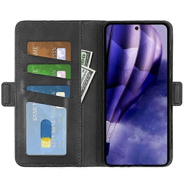 Kompatibel med HMD Skyline Stativfodral Kalvtextur Läder Plånboksfodral Black