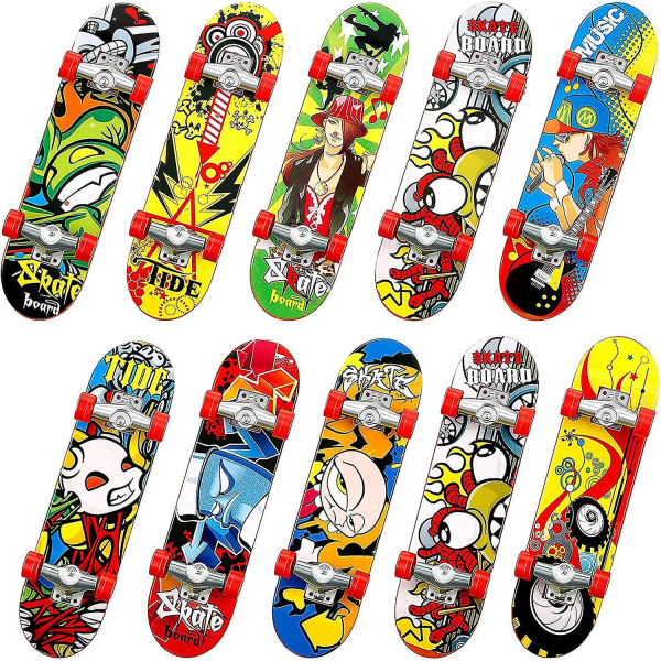 10 Pieces Mini Skateboards Finger Skate Fingerboard Toy Fingertip Movement Board For Adults Boys Girls, Random Pattern