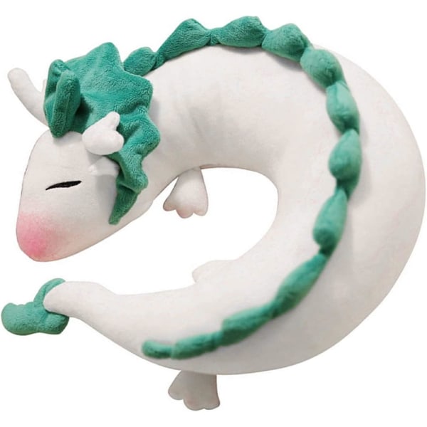 Forbest Dragon U-form pute Plysj dukke Leketøy Nakkepute Anime Søt, myk liten hvit drage Beste gave til barn (lysegrønn)
