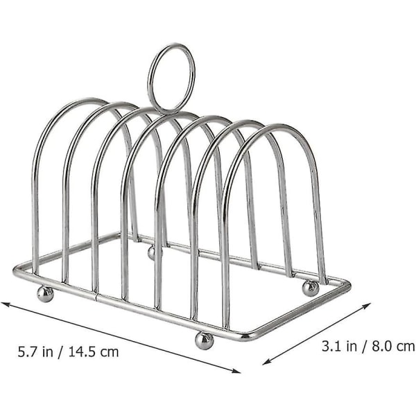 Toaststativ Brødbrødskiveholder rustfrit stål 6 skiverrille Morgenmadstoaststativ med kuglefødder og bærehåndtag Brødrister Air Fryer tilbehør