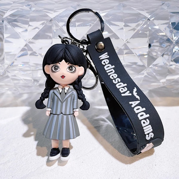Wednesday Addams Nyckelringsdocka Figur Horror Husdjur Handdocka Nyckelringstillbehör Väska Hänge Pojke Flicka Present - spotförsäljning 3
