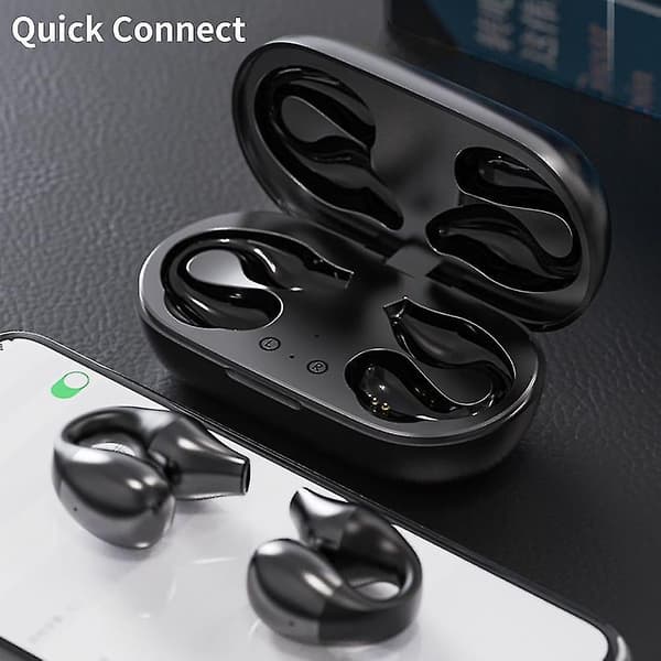 Øreclips Hovedtelefoner Bluetooth Bone Conduction, Smertefri Komfortable Trådløse Øretelefoner white