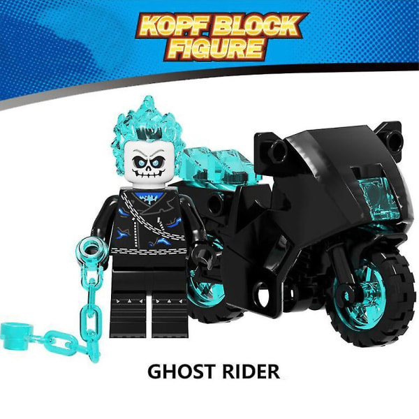 8 stk/sett Ghost Rider Byggeklosser Actionfigurer Barn Fans Samlet Minifigurer Samleobjekter Lekegave