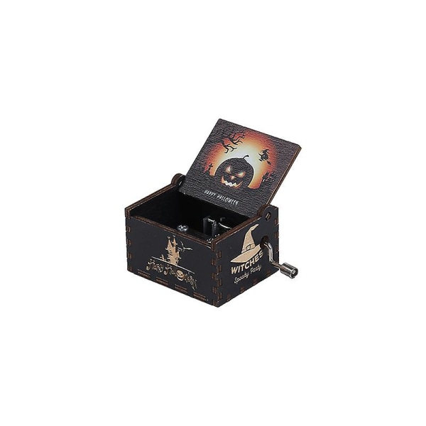 Halloween Music Box Klassinen veistos Tee itse puinen käsimusiikkilaatikko lasten lahja