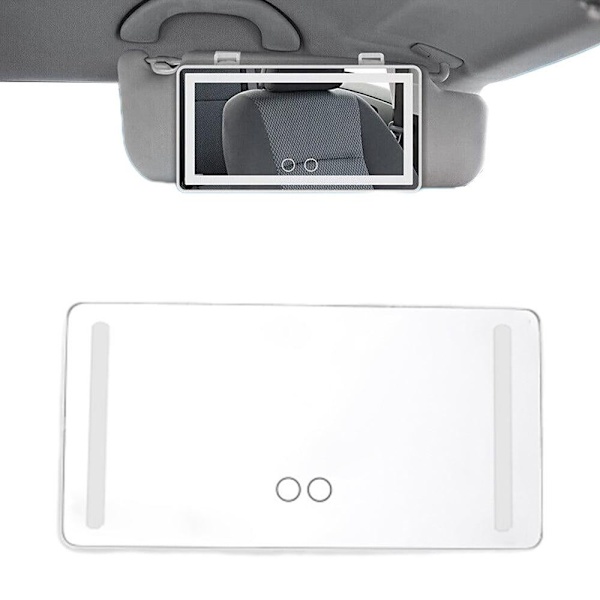 USB Car Sun Visor Makeup Mirror Touch Screen LED Light Makeup Mirror White