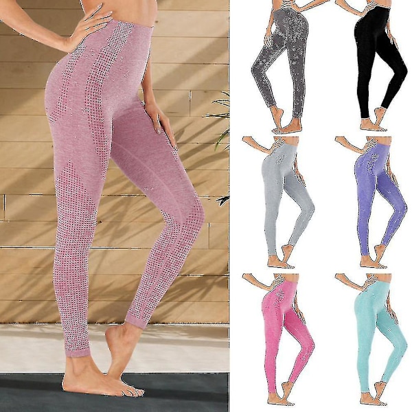 Dame Seamless Leggings Bukser Høj Talje Træning Fitness Booty Butt Lifting Bukser Tights Kvinde Løbe-c Mørkegrå S Lysegrå Light grey S