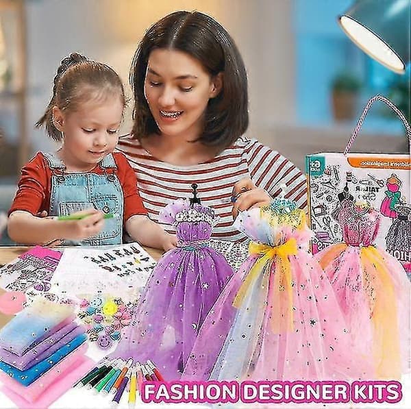 Motedesignsett for jenter - Kreativt DIY kunst- og håndverkssett sysett for barn læringsleker style2