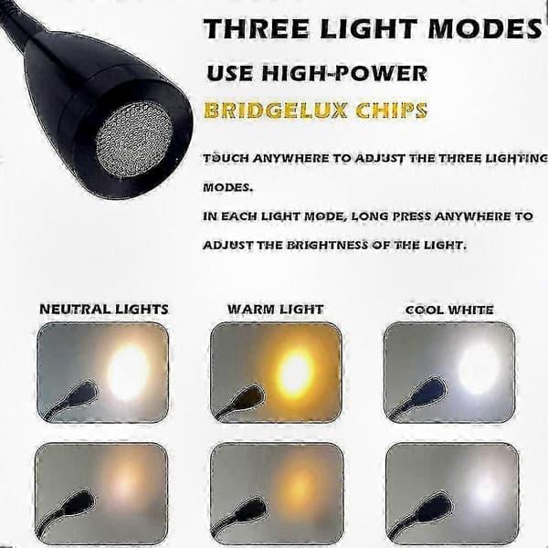 2025 12V 24V LED Læselampe med USB-oplader, Dæmpbar autocamperlys til lastbil, trailer, sengekant, 2-pak sort black