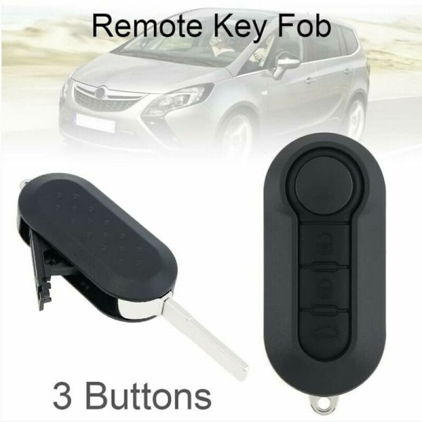 BF Reserve Folding Car Key Shell for Fiat 500 Doblo Ducato Panda Punto Peugeot 3 Buttons 543cm (Black)