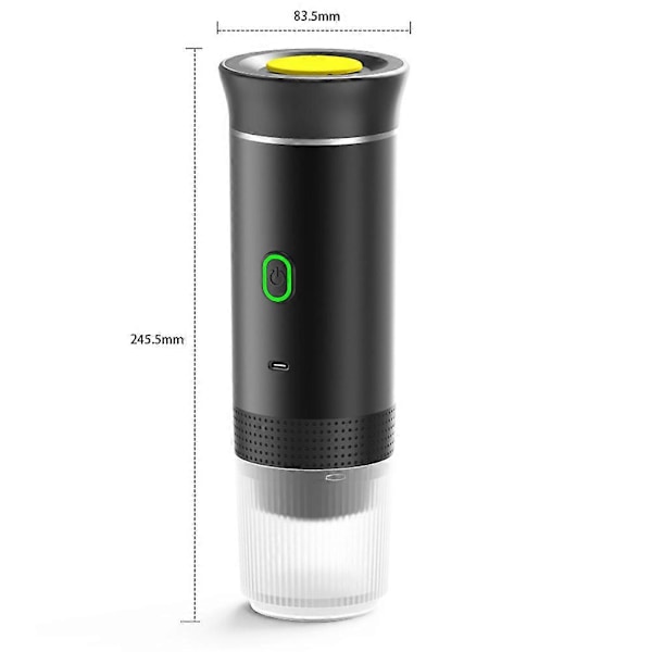 3-i-1 Bärbar Maskin, Mini Kaffebryggare för Resor, Självvärmande Bilkaffebryggare med USB-C, Liten Espressomaskin med Malet Kaffe Black
