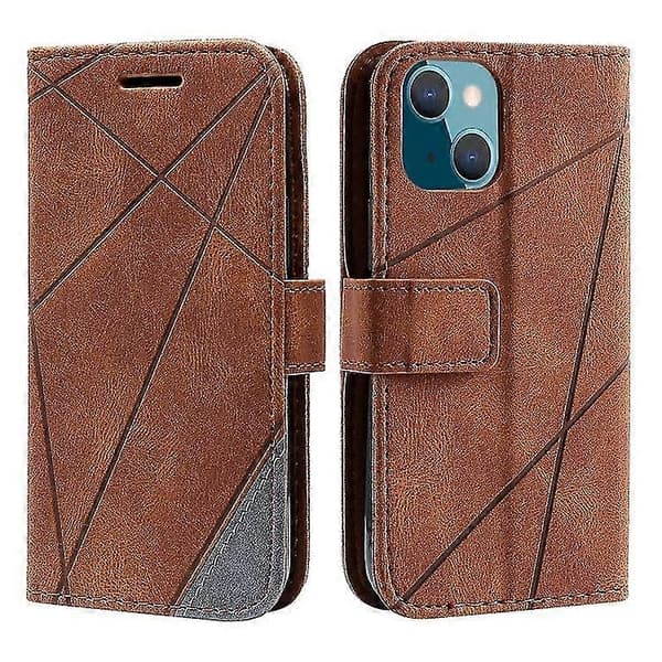 Compatible with Compatible iPhone 15 Skin Feel Splicing Leather Mobile Phone Case Brown Brown 15 Pro