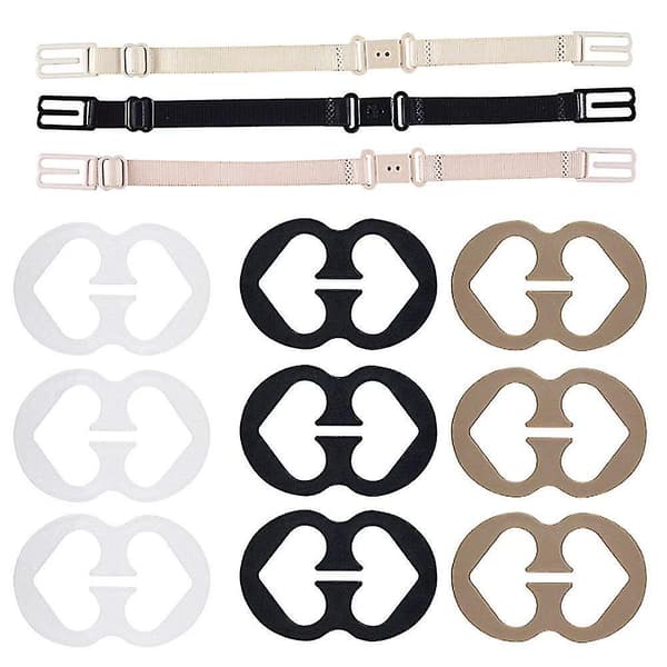 3-pack halkfri elastiska bh-bandshållare för kvinnor & 12 bh-bandsklämmor