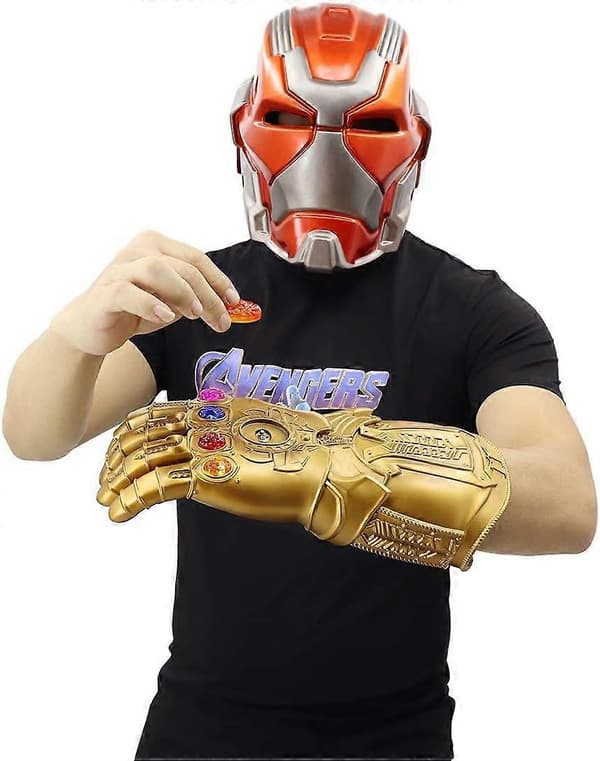 LED Lysende Infinity Gauntlet Thanos-hanskene med avtakbare magnetiske Infinity Stones for barn