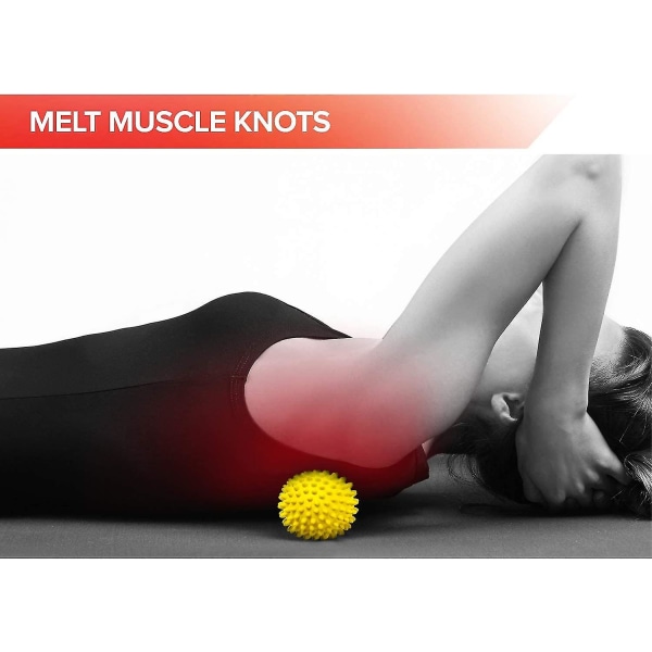 Pigge Massagebolde til Fod, Ryg, Muskler - 3 Bløde til Faste Massagerulle Kuglesæt til Plantar Fasciitis, Triggerpunktsterapi, Træning, Yoga, Dee