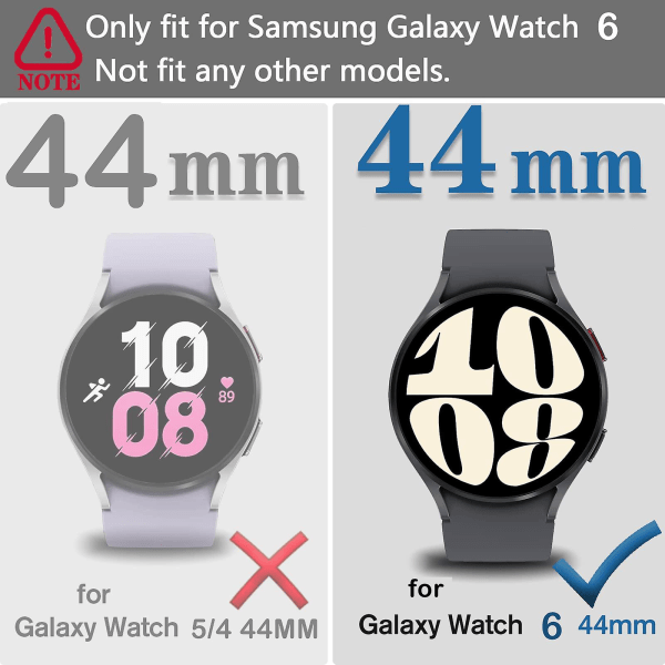 For Samsung Galaxy Watch 6 44mm veske, 2-i-1-design Full-dekning Galaxy Watch 6 44mm(2023) TPU-deksel Skjermbeskytter for Samsung Smart Watch 6 44mm