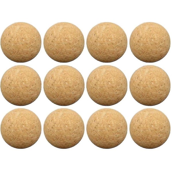 12 stk korkbolde til bordfodbold, naturlige korkbolde meget stille (diameter 36 mm)