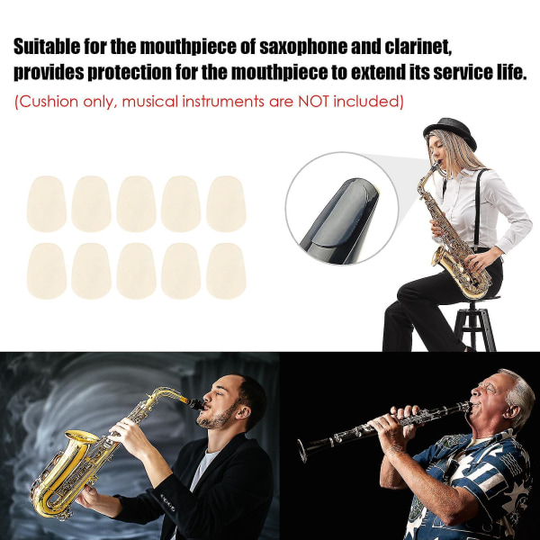 10 st 0,5 mm tjock munstycke Kudde för saxofon Klarinett Munstycke Silikonkuddar Patch Transparent