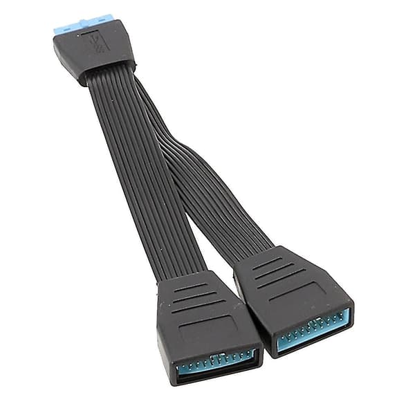 USB 3.0 19-pin Header 1 til 2 Splitter Hovedkortkabel Ikke Mer Rot 15cm