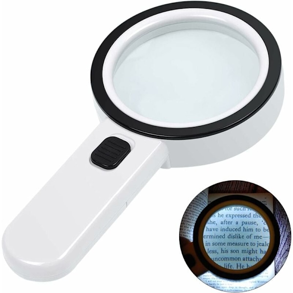 Illuminated reading magnifier, 30X magnifier with 12 LED lights