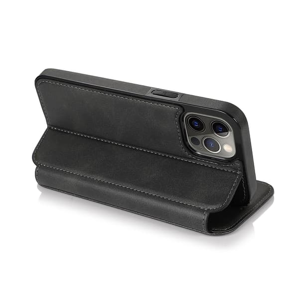 iPhone 12 Pro Max Case Leather Wallet Flip Phone Case CJY Black Black iPhone 12 Pro Max