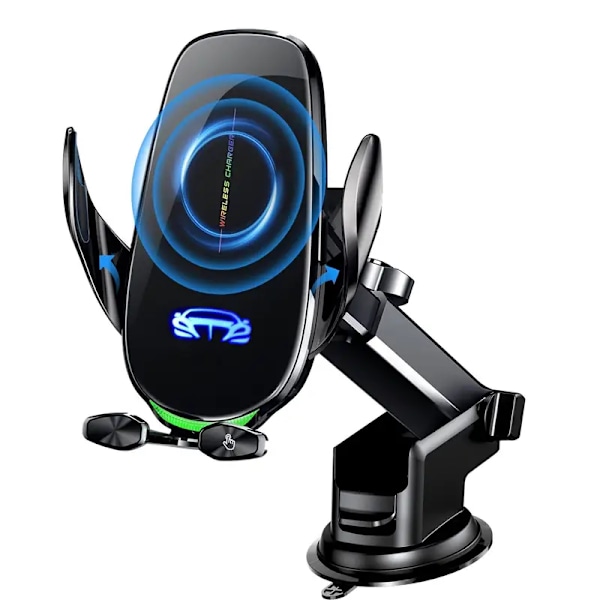 Trådløs billader telefonholder, hurtiglading holder automatisk klemming 15W Smart Dual Control billader for iPhone og Samsung