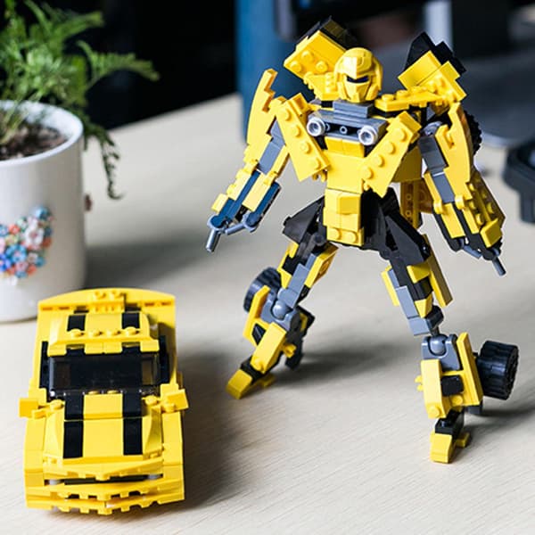 2 i 1 Transformerende Robot DIY Samlede Byggeklodser Legetøj til Børn Gudi 8711