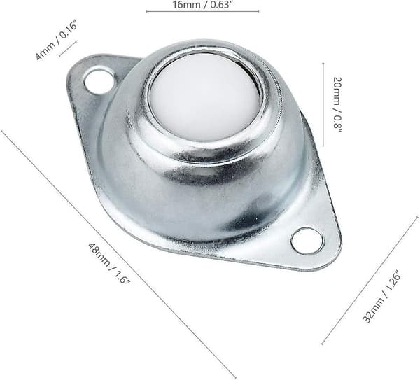 Set med 6 kulöverföringar, möbelhjul, med bottenflänsfästhål galvaniserad järnöverföring