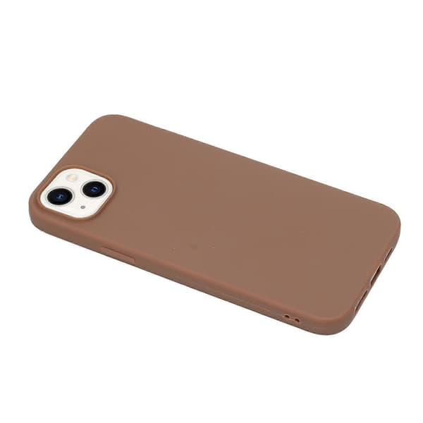 Til iPhone 14 ensfarget frostet silikontelefondeksel Coffee