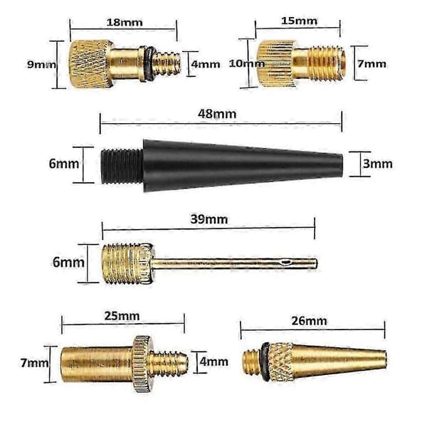 10-delars cykelpumpmunstyckessats, Presta- och Schrader-ventiladaptrar CJY