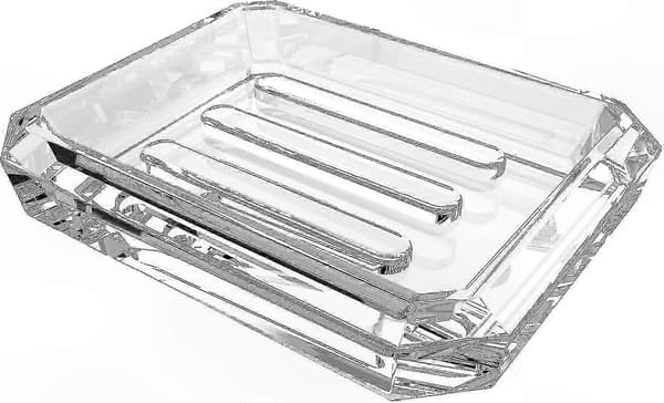 Klar rektangulär tvålrätt för badrum, transparent glashållare