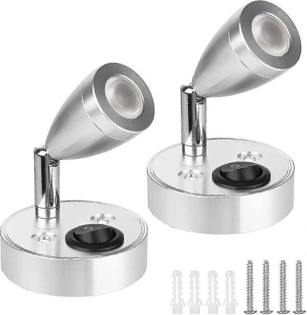 2 stk 12V 3W LED-spotleselys med 180 rotasjon for bobil, campingvogn, bobil, campingvogn, båtinteriør