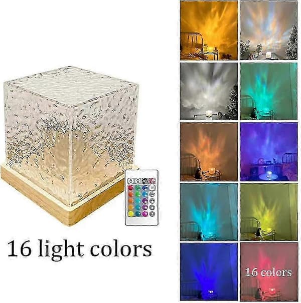 Starry Sky Lamp, Aurora Cube Lamp, 16-Color Wave Lamp with Remote Control, Rechargeable. CJY