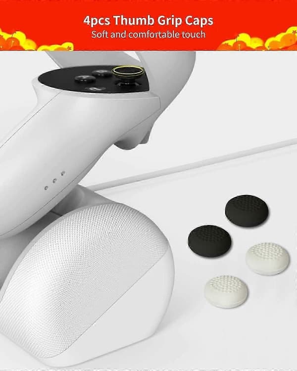 Joystick-udskiftningssæt til Oculus Quest 2 Controller (11 i én), Reparationssæt tilbehør til Meta Quest 2 Controller, Inkluderer 2 Tommelfingerpinde, T5 Skrue