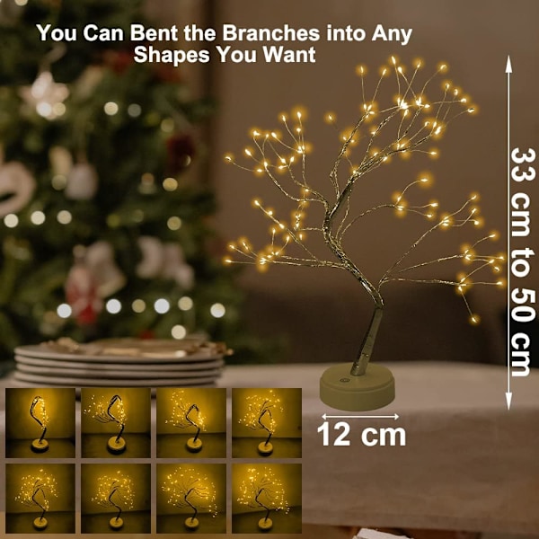 Varmvita LED Bonsaiträdslampor, 108 Justerbara Grenar, USB-lampa för Inomhusbruk med Fjärrkontroll Varm vit Varm vit
