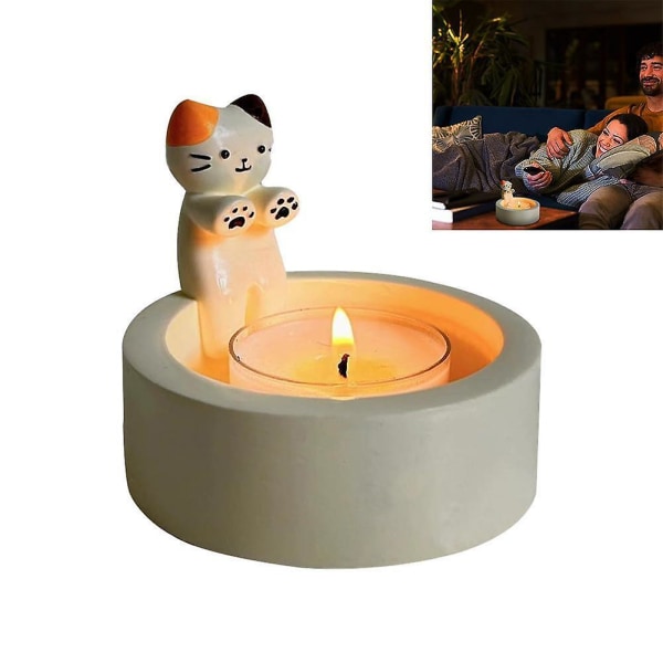 Kissan kynttilänjalka lämmittävät tassut Kissan kipsi kynttilänjalka Söpö sarjakuva kynttilänjalka koristelu lahja