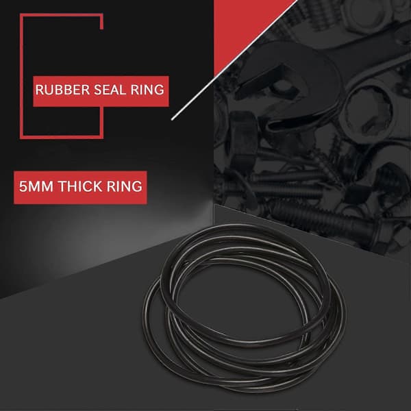 5 st 100 mm ytterdiameter 5 mm tjocka gummitätningsfilter O-ringar Black