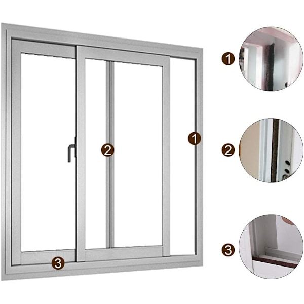 Dragt Excluder för Fönster, 5m(L) x 9mm(B) x 5mm(H) Fönster- och Dörrtätning, Självhäftande Borsttätningsremsa för Skjutdörrar (Brun 5 m(L) x 9mm(W) x 5mm(T)