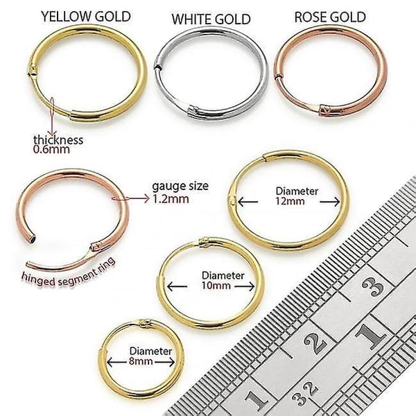 9K Guld 8mm Segment Hoop Näsa Ring