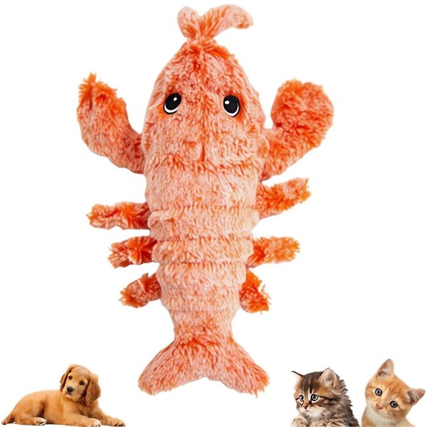Floppy Lobster Hundeleker Plysj Jumping Lobster Interactive Toy Motion Activated Moving Pet Toy, Plus
