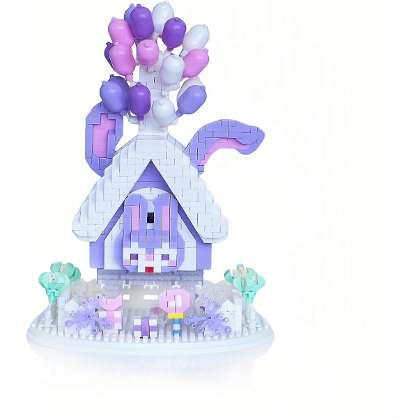 Mini set, 1280 delar, set i miniatyrtegel med ballonger, blommor, klubbor, födelsedagsjulmodellhussats (kaninhus)