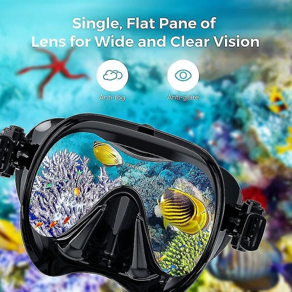 Snorkelmask, justerbara professionella dykglasögon Anti-dimma och läckagesäker panoramautsikt Hd för vuxna och ungdomar Vattensporter, simning, premium