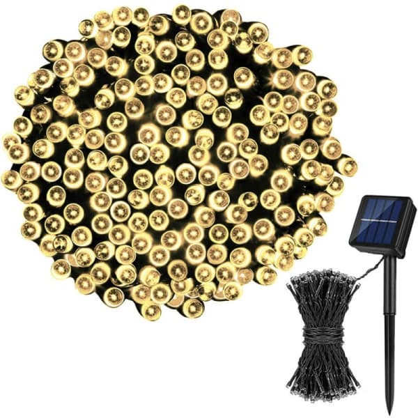 #12m 100LED Solar Julelys Varm Hvit#CJY