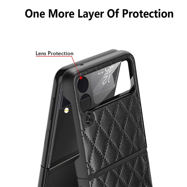 Case on yhteensopiva Samsung Galaxy Z Flip 4:n kanssa, Pu-nahkakuori cover ja kameran näytönsuojalla