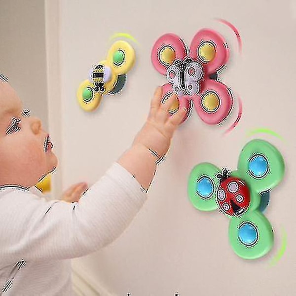 3-pack Sugerande Snurrleksak Fidget Spinner Badleksak Med Roterande Sugkopp