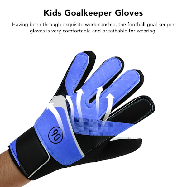 Par Kids Målvaktshandskar Fotbollsmålvaktshandskar Halksäkra Träningshandskar Blå 16~17cm / 6.3~6.69in