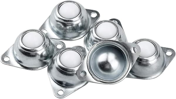 Set med 6 kulöverföringar, möbelhjul, med bottenflänsfästhål galvaniserad järnöverföring