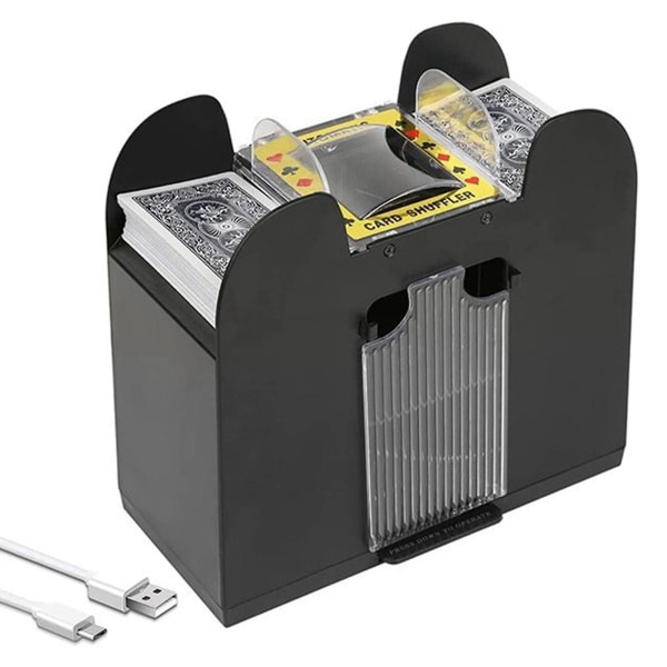 Utomatic Card Shuffler 6-däck elektrisk, spelkortshuffler batteridriven för pokerkortspel Familjespel